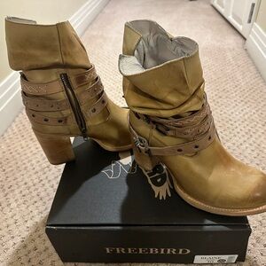 Freebird by Steven Tan Slouchy Leather Heeled Ankle Boots